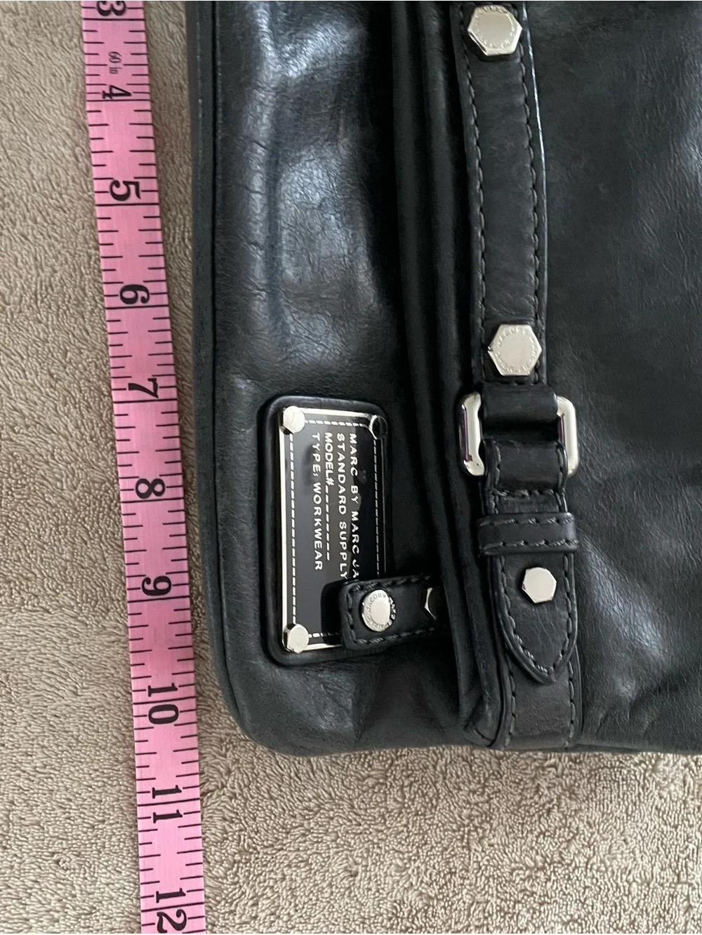 Marc by Marc Jacobs Black Leather Workwear Fold Over Clutch